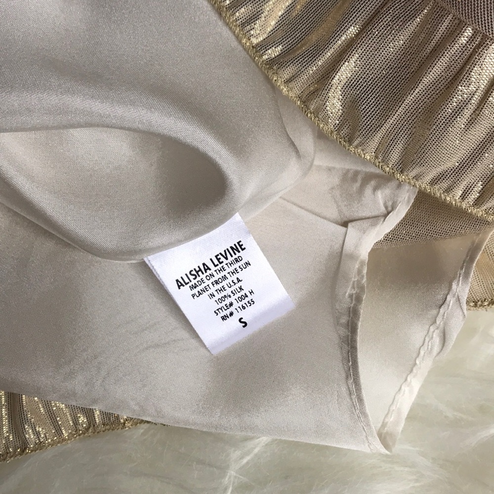 ALISHA LEVINE Gold A-line Sleevless Ruffle Dress S - Picture 8 of 8